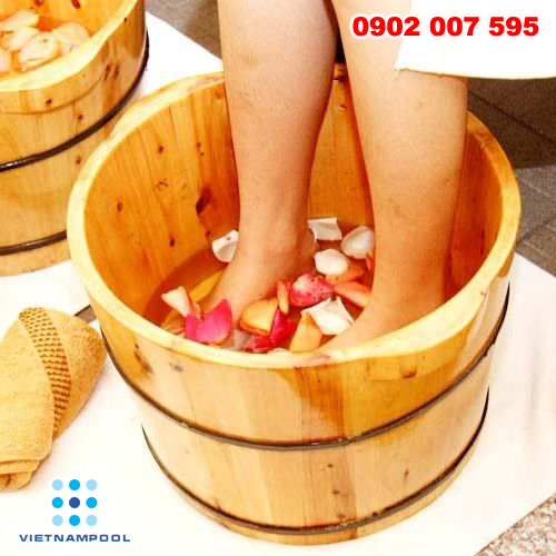 Bồn ngâm chân gỗ thông làm Spa